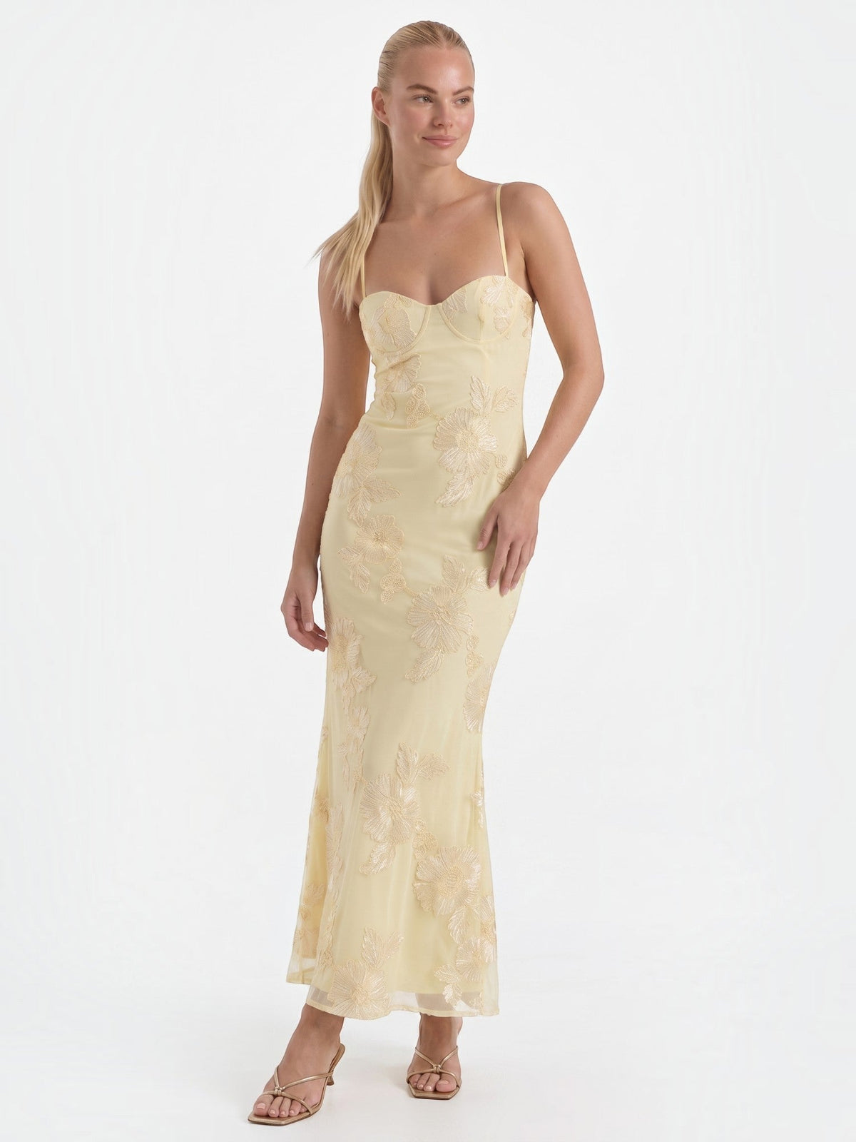 Chantal Robe De Soirée Longue Corset À Motif Fleuri