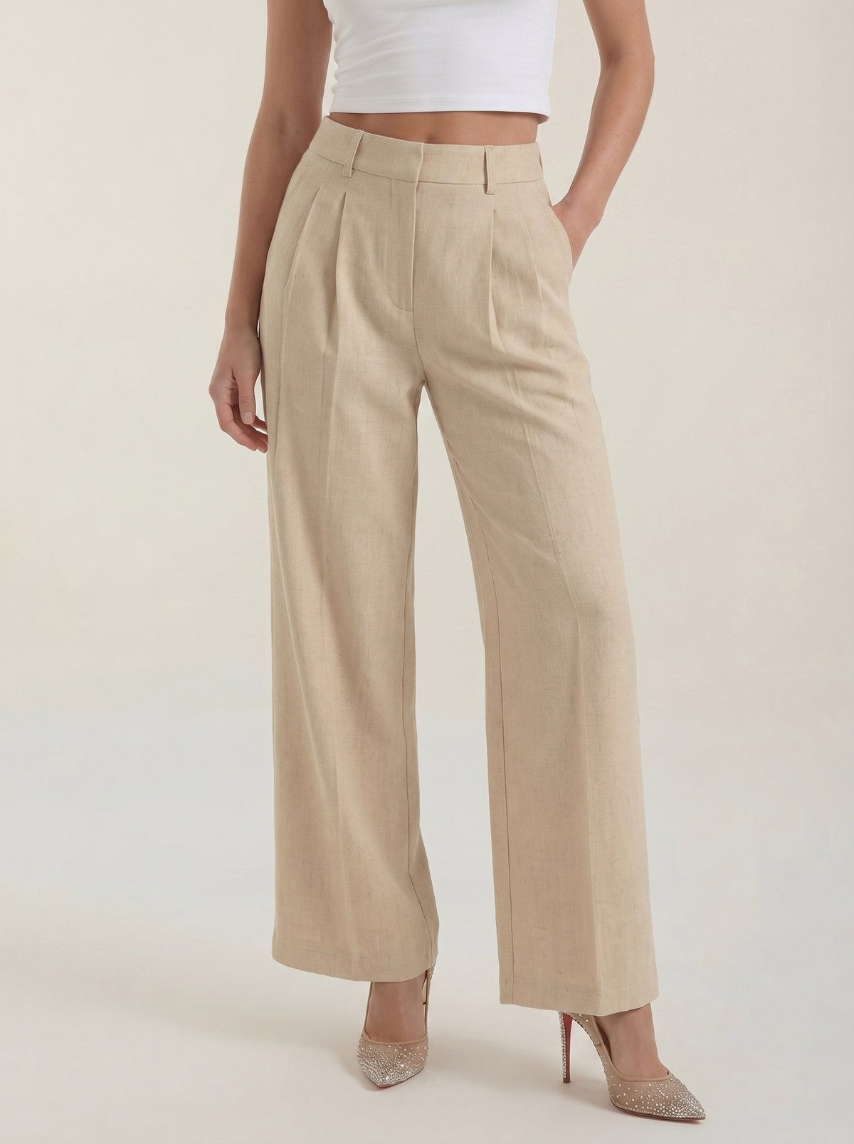 Courtney Pantalon Large Taille Haute