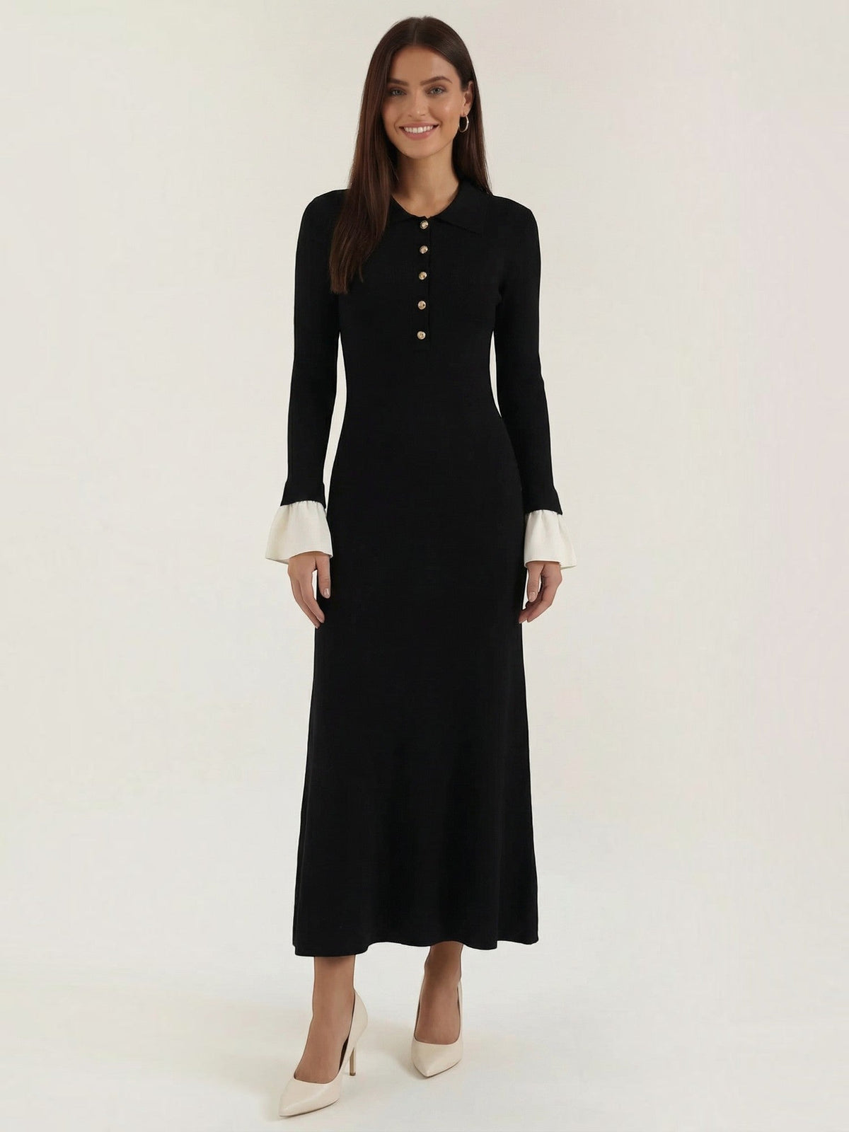 Charlotte Robe Longue En Maille À Col Polo
