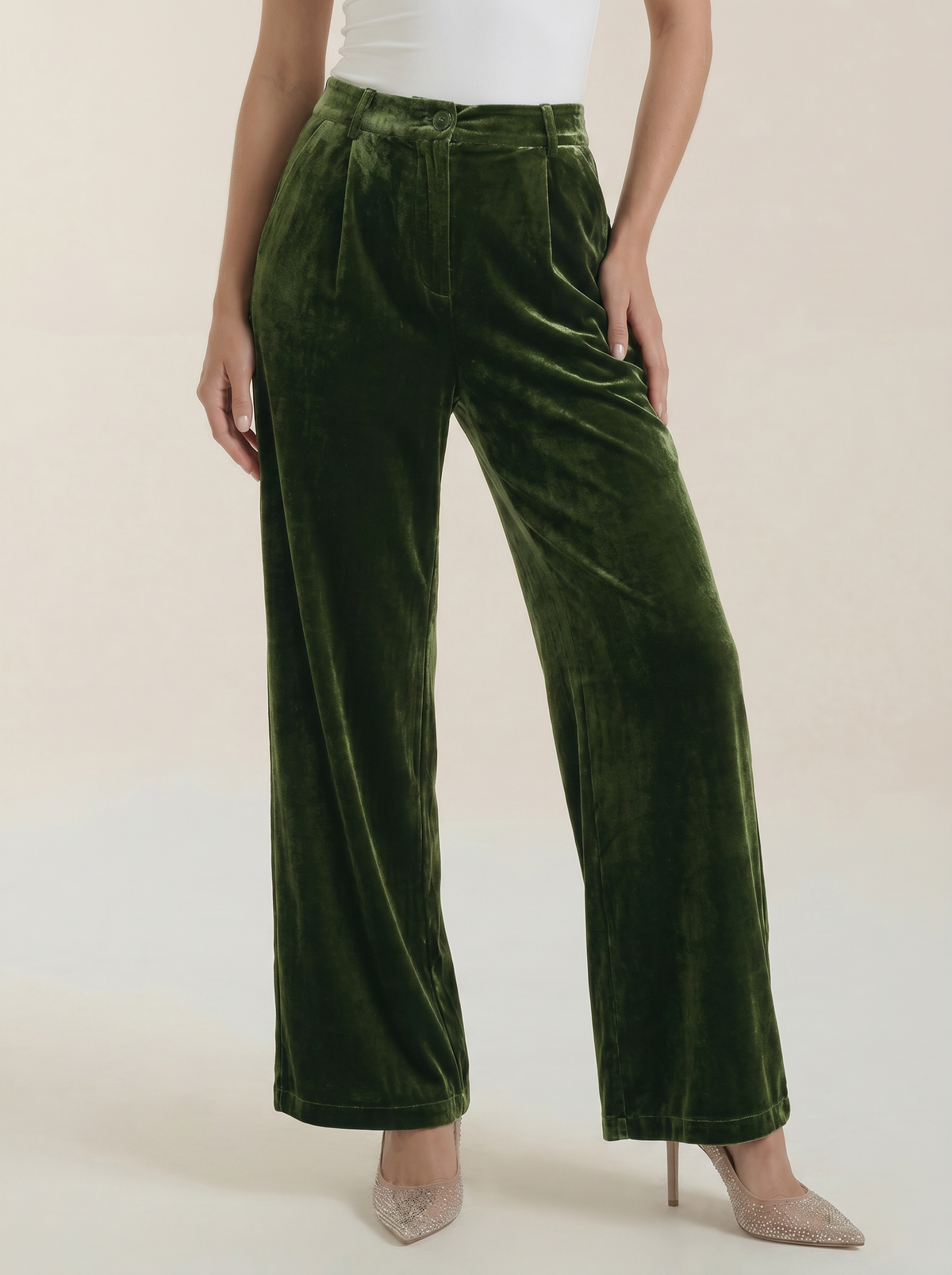 Nadine Pantalon À Tissu Brillant