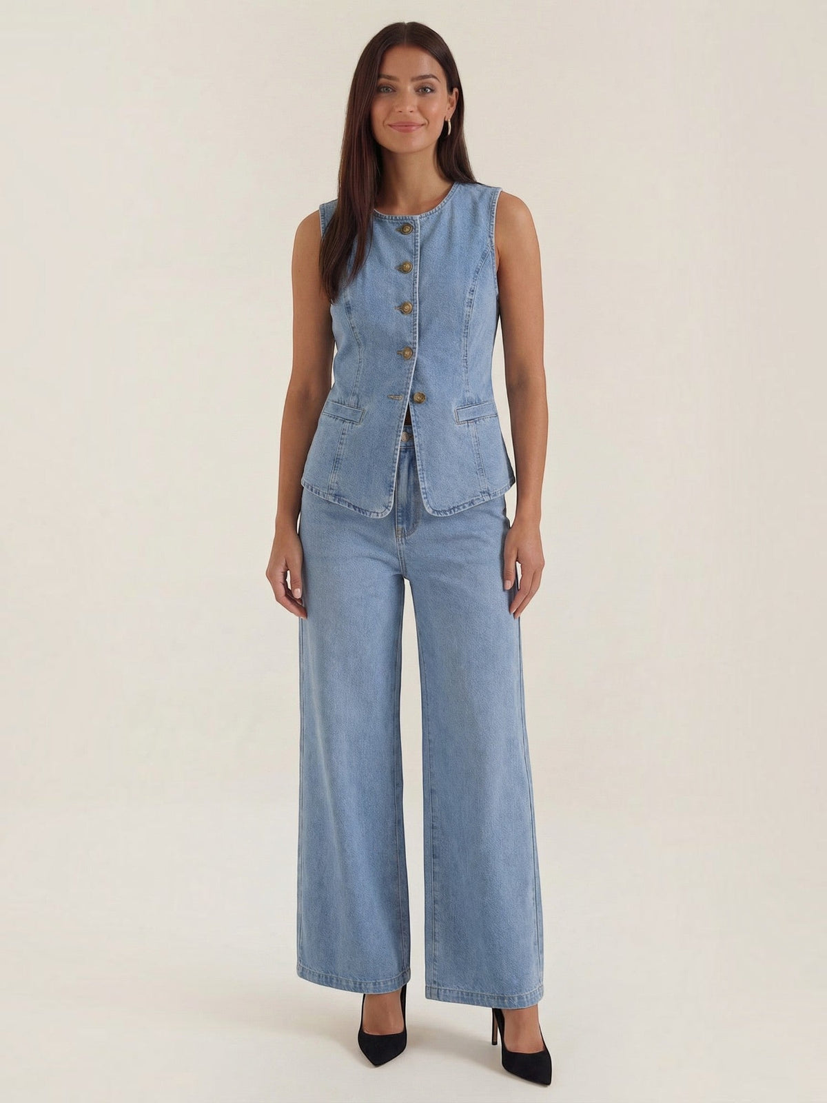 Rhonda Ensemble En Denim De Coton