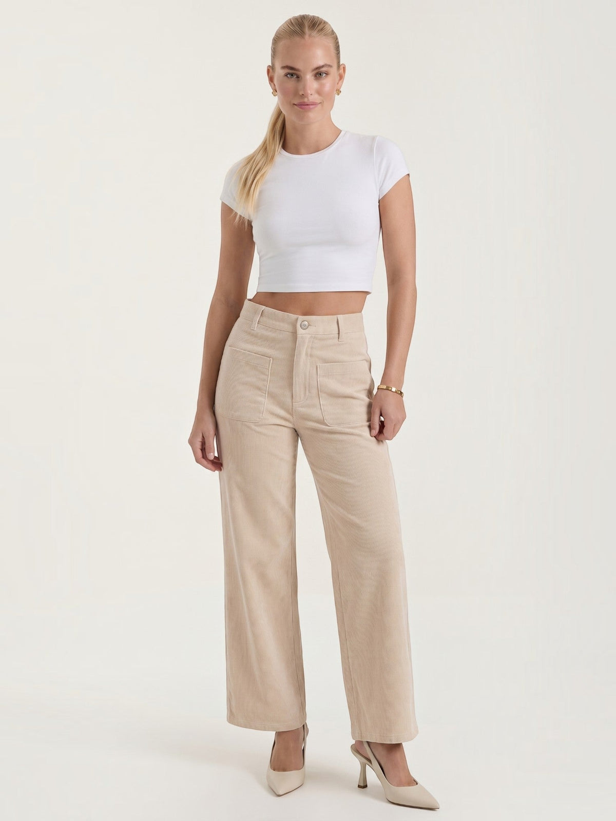 Allison Pantalon Large En Velours Côtelé