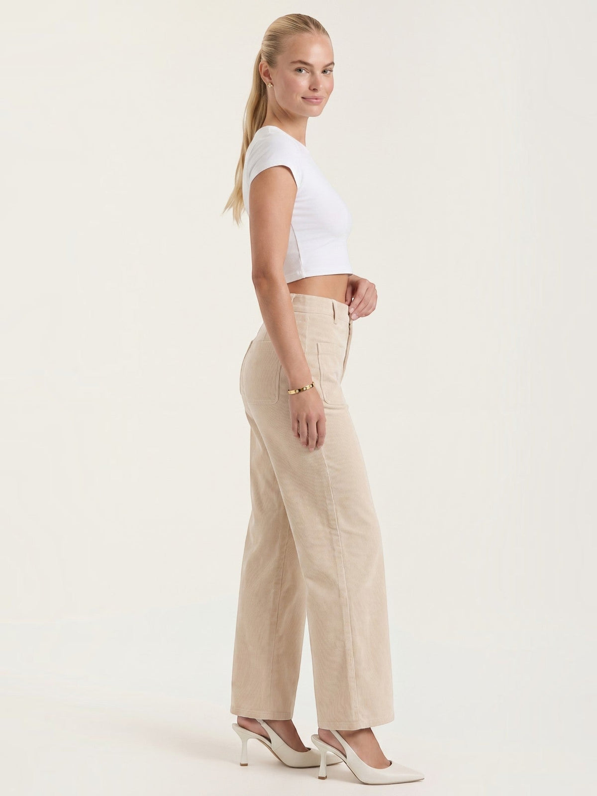 Allison Pantalon Large En Velours Côtelé