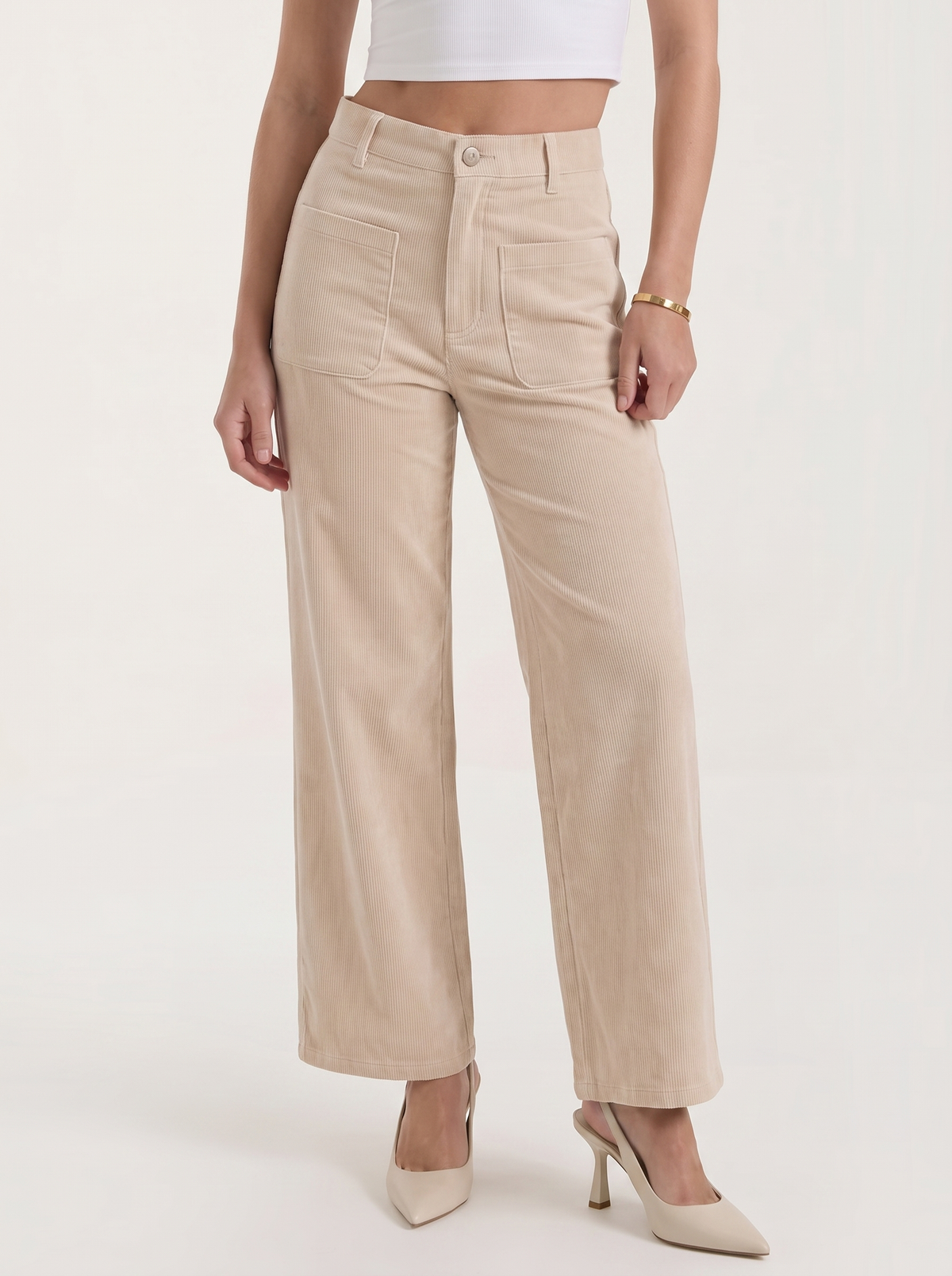 Allison Pantalon Large En Velours Côtelé