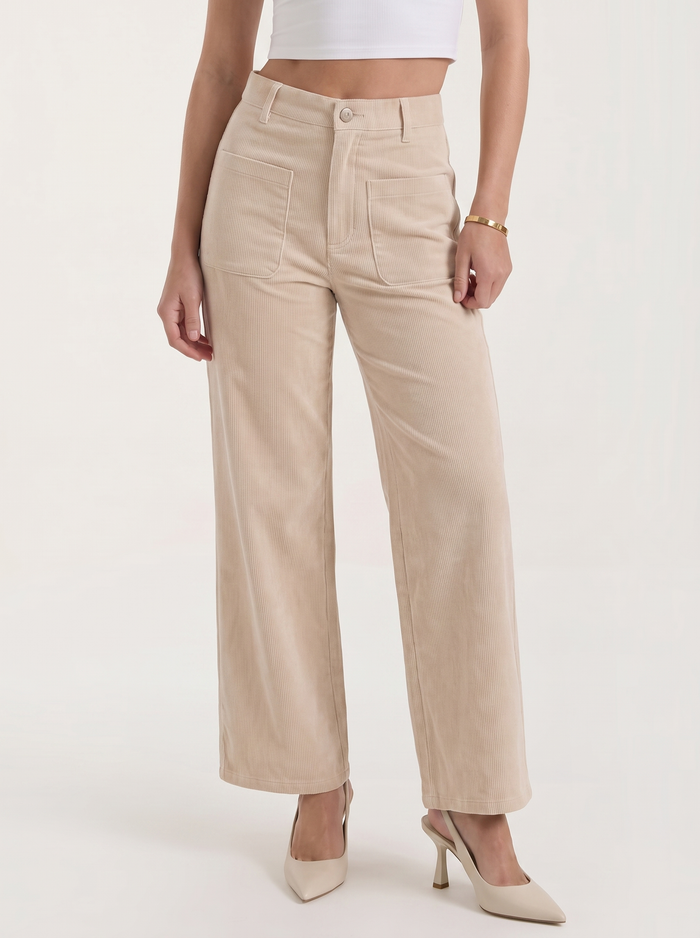 Allison Pantalon Large En Velours Côtelé