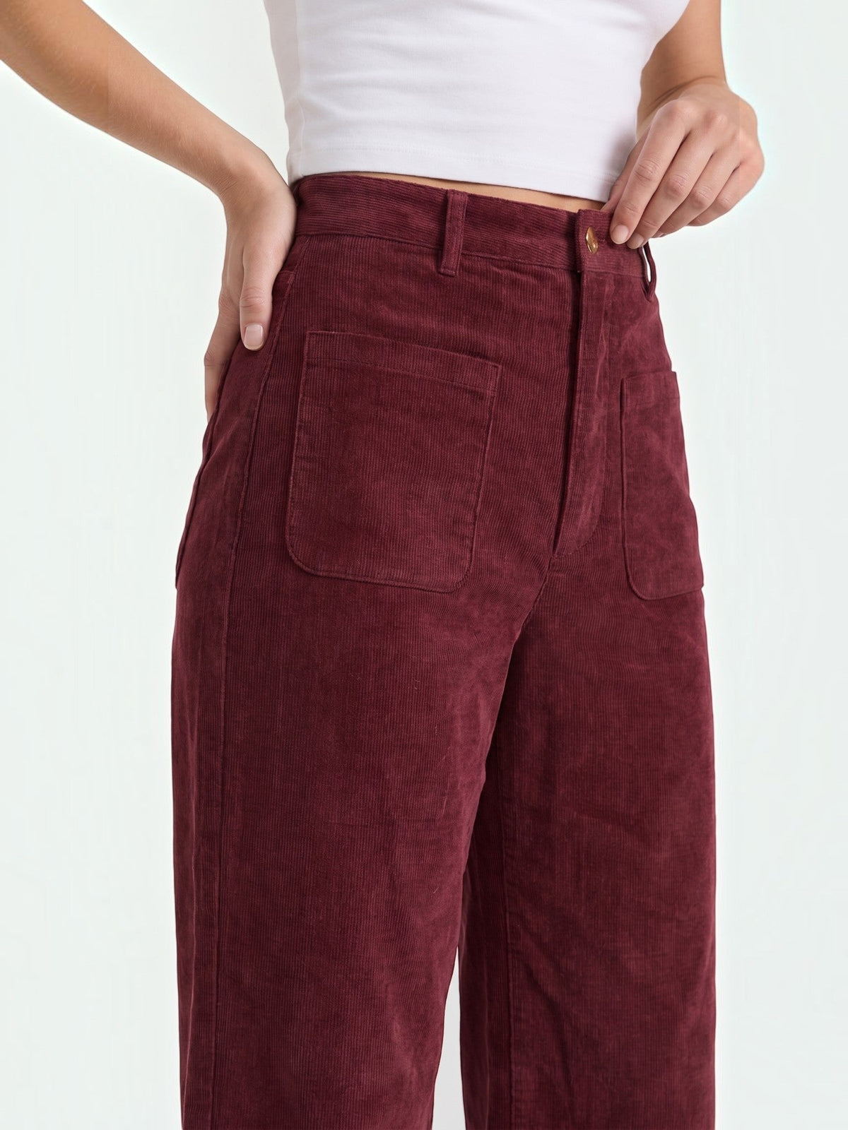 Allison Pantalon Large En Velours Côtelé
