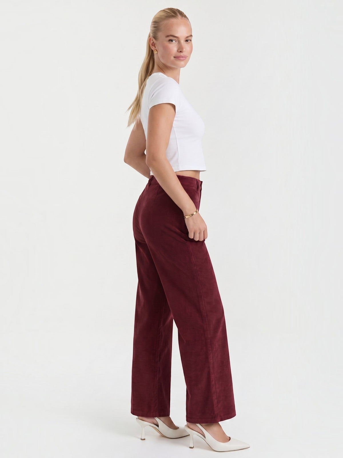 Allison Pantalon Large En Velours Côtelé