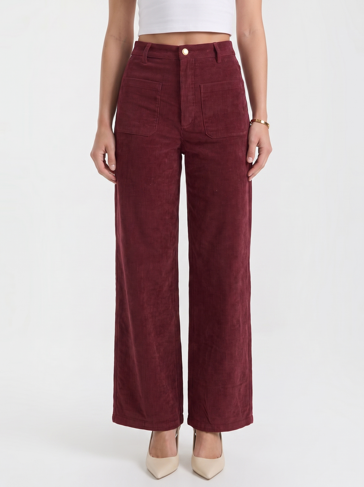Allison Pantalon Large En Velours Côtelé
