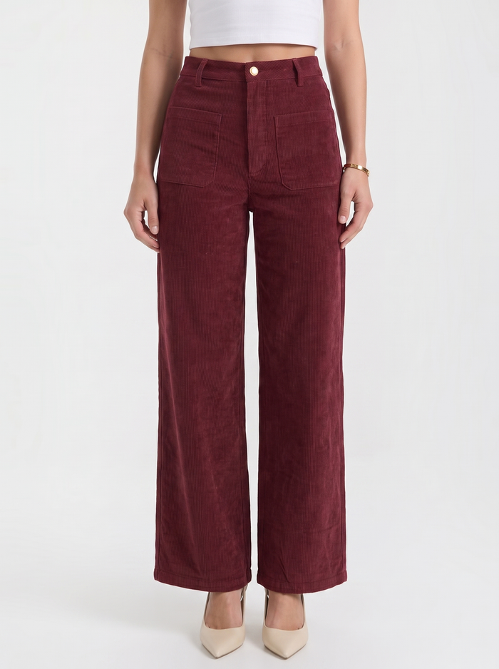 Allison Pantalon Large En Velours Côtelé