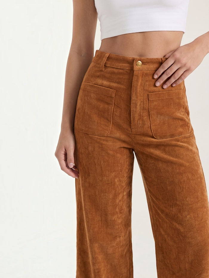 Allison Pantalon Large En Velours Côtelé