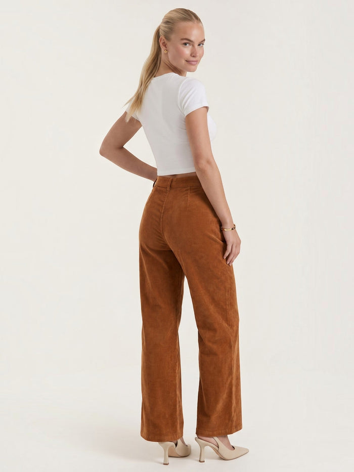 Allison Pantalon Large En Velours Côtelé