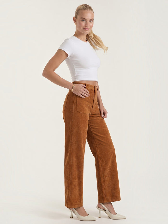 Allison Pantalon Large En Velours Côtelé
