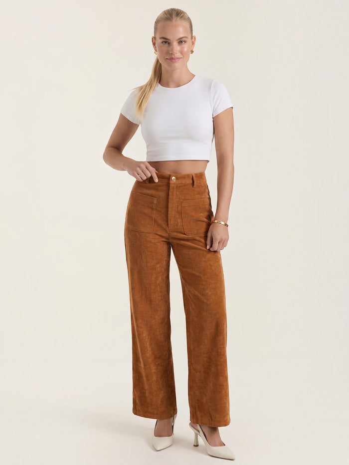 Allison Pantalon Large En Velours Côtelé