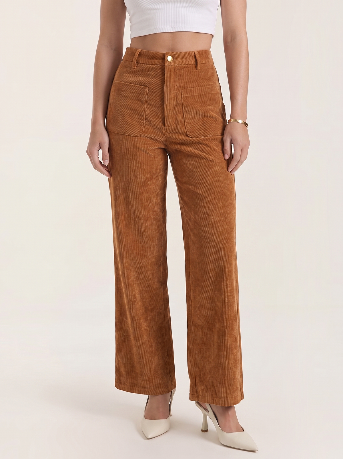 Allison Pantalon Large En Velours Côtelé