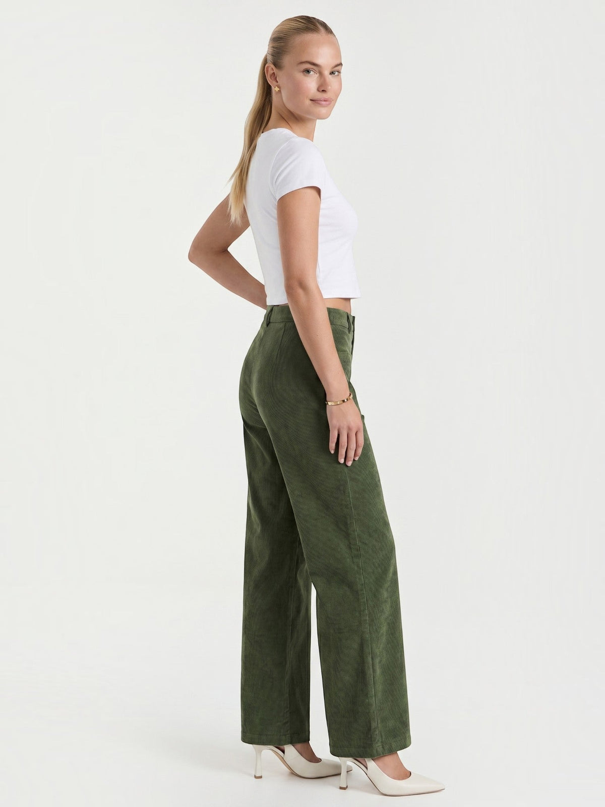 Allison Pantalon Large En Velours Côtelé