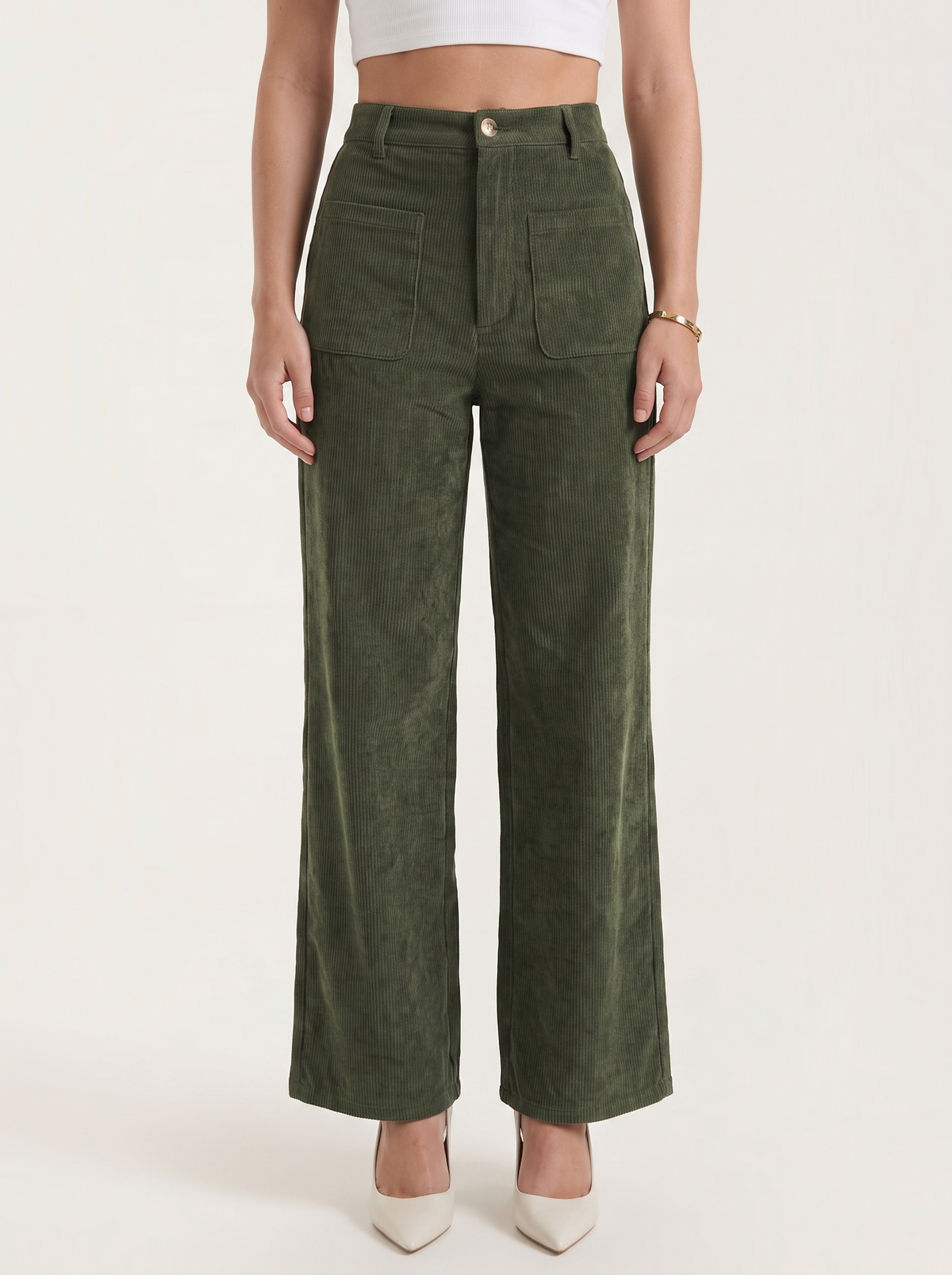 Allison Pantalon Large En Velours Côtelé