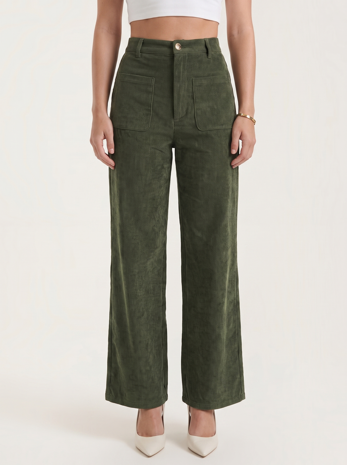 Allison Pantalon Large En Velours Côtelé