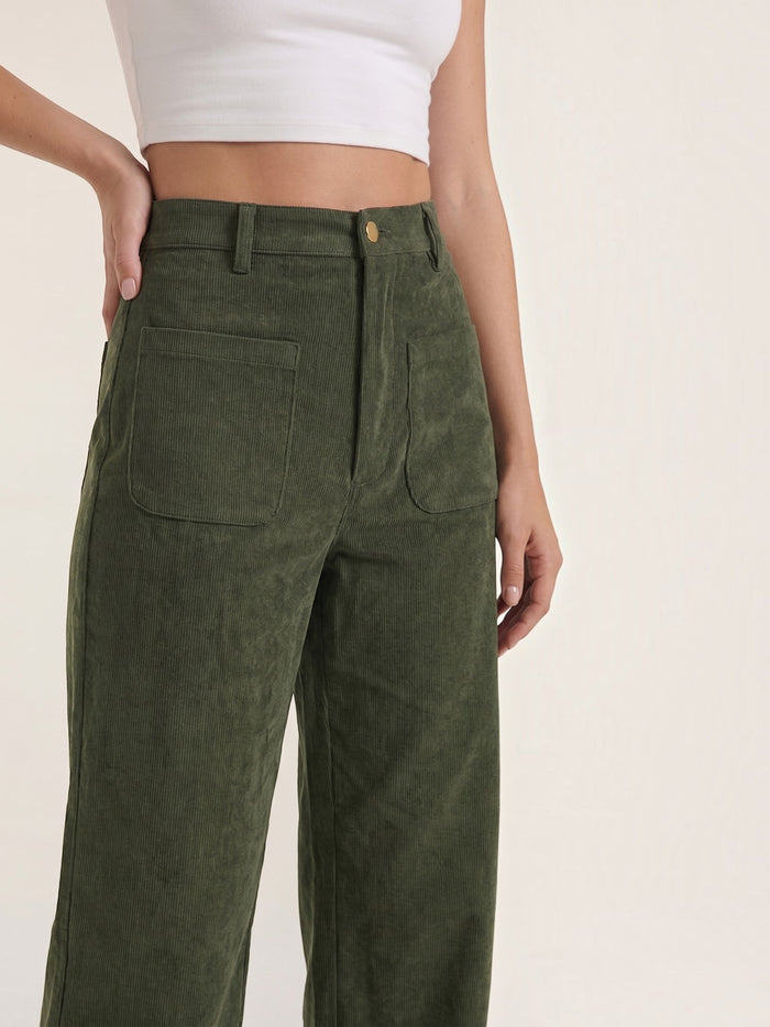 Allison Pantalon Large En Velours Côtelé