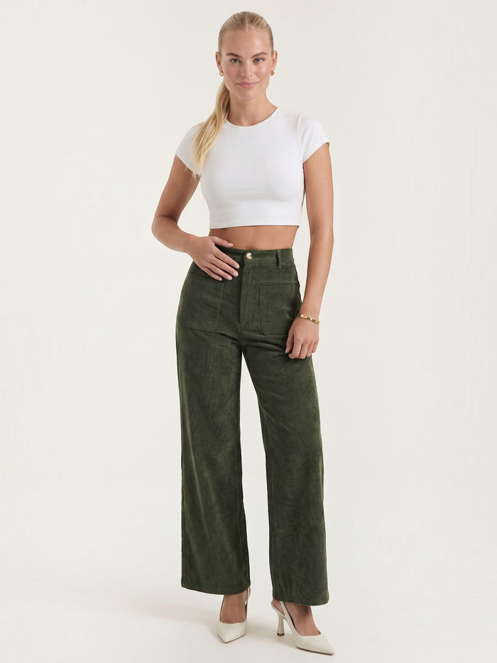 Allison Pantalon Large En Velours Côtelé