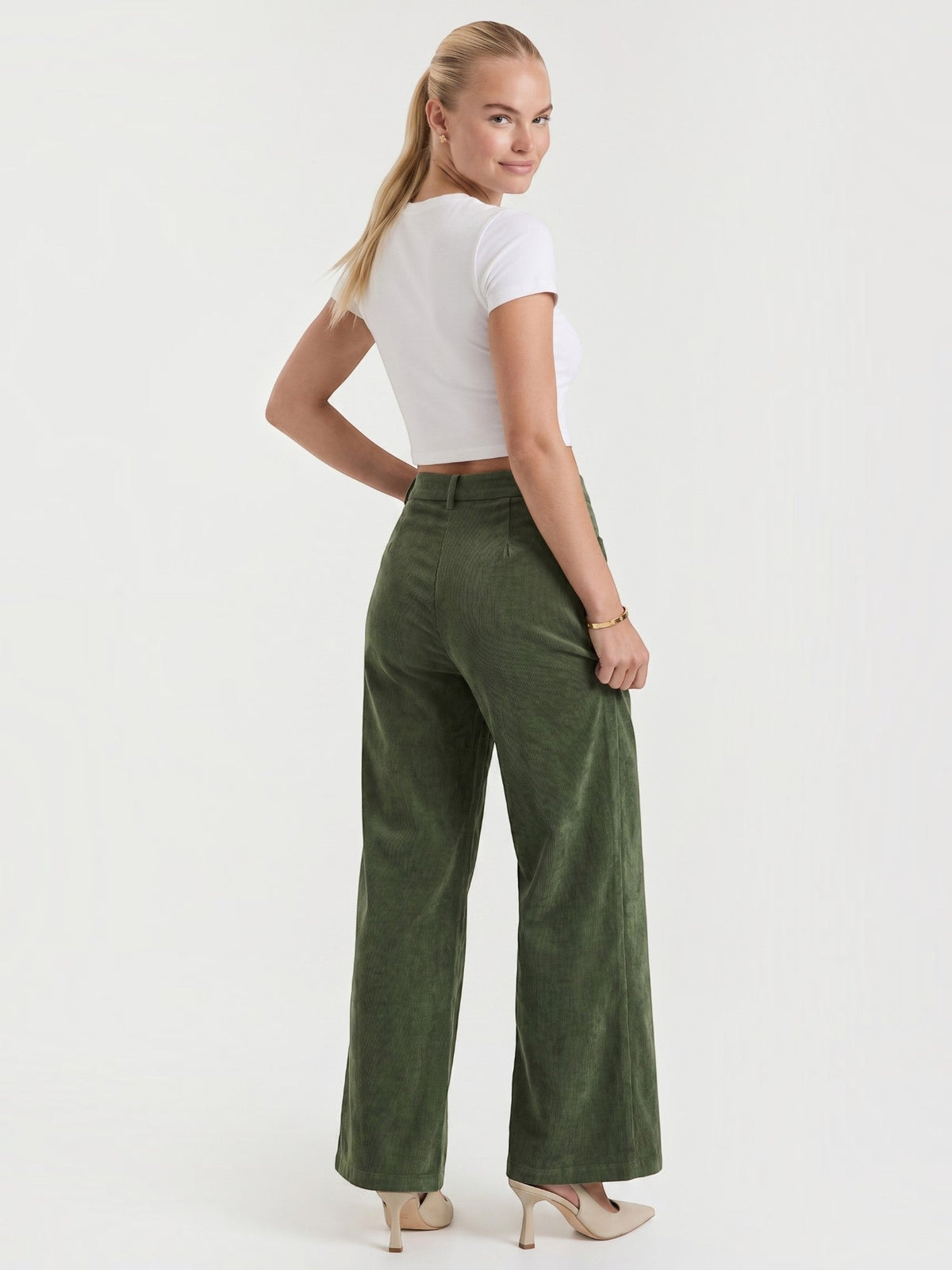 Allison Pantalon Large En Velours Côtelé
