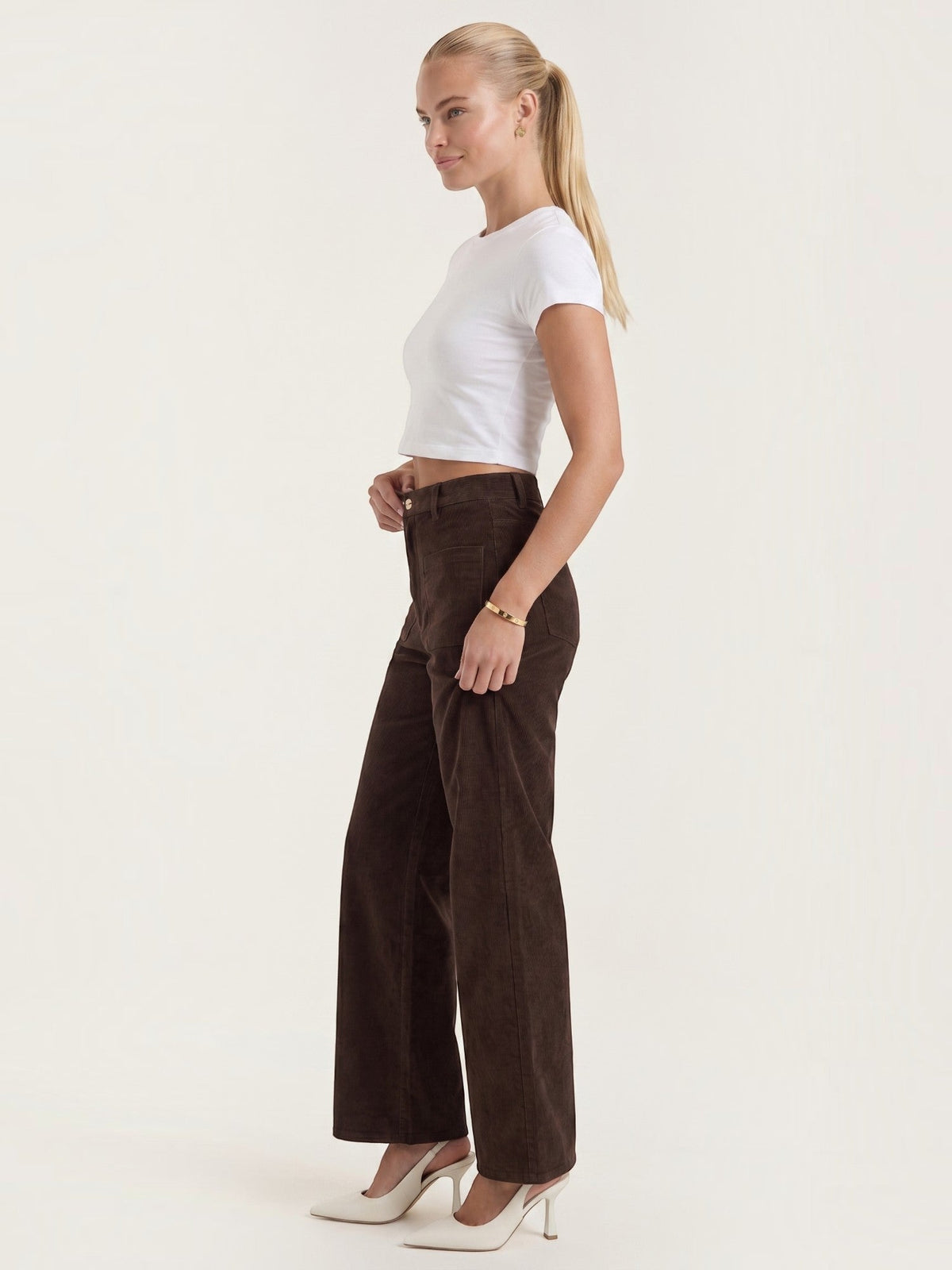 Allison Pantalon Large En Velours Côtelé