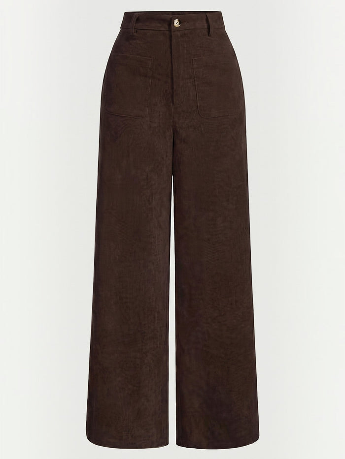 Allison Pantalon Large En Velours Côtelé