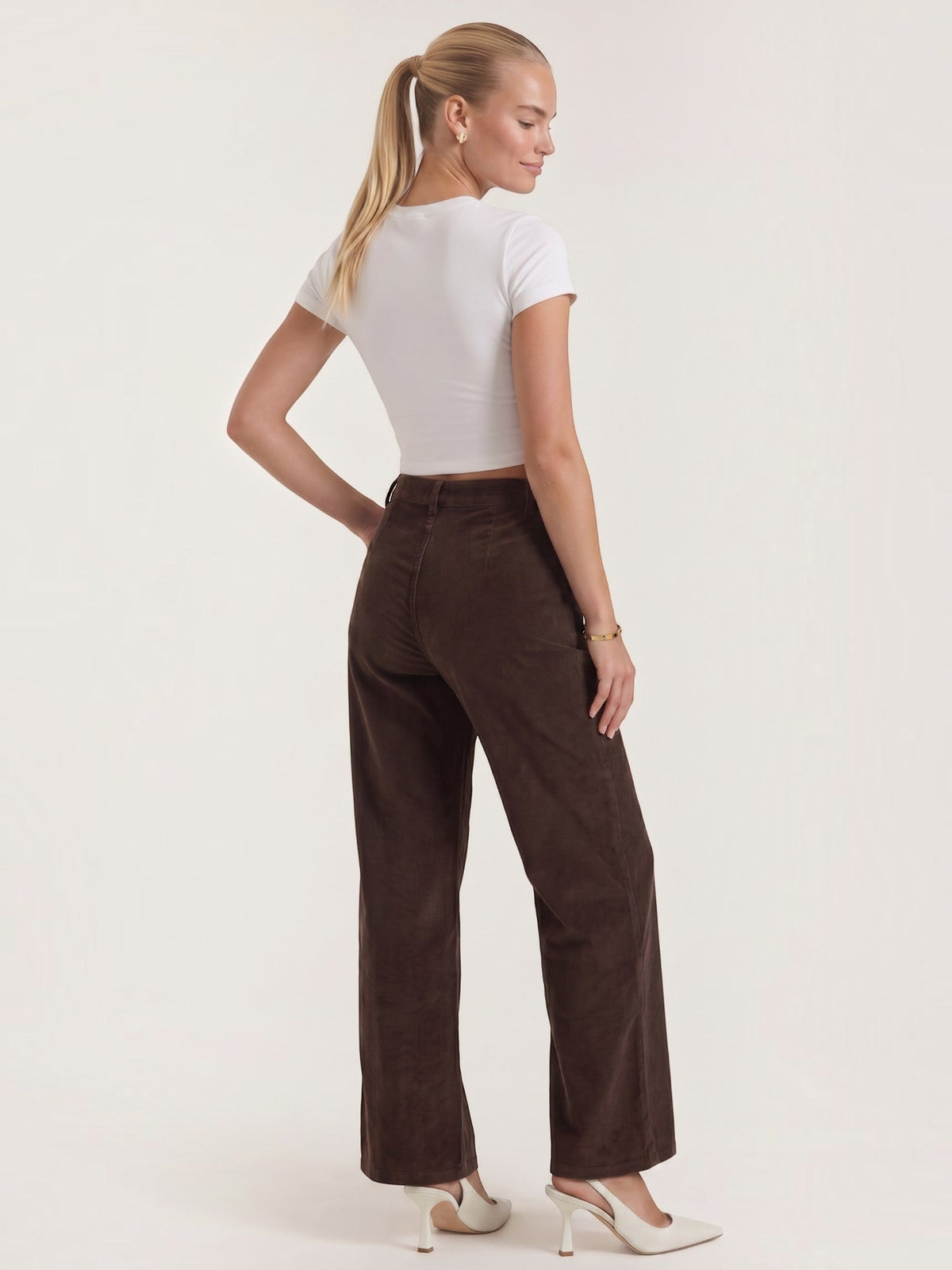 Allison Pantalon Large En Velours Côtelé