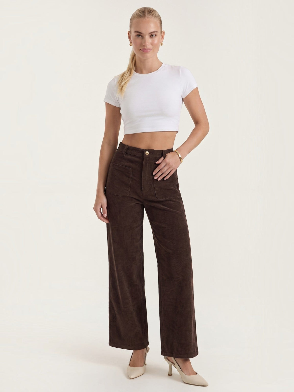 Allison Pantalon Large En Velours Côtelé