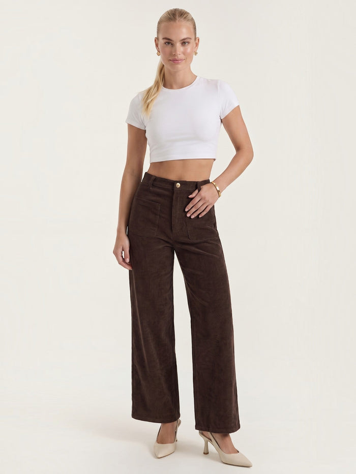 Allison Pantalon Large En Velours Côtelé