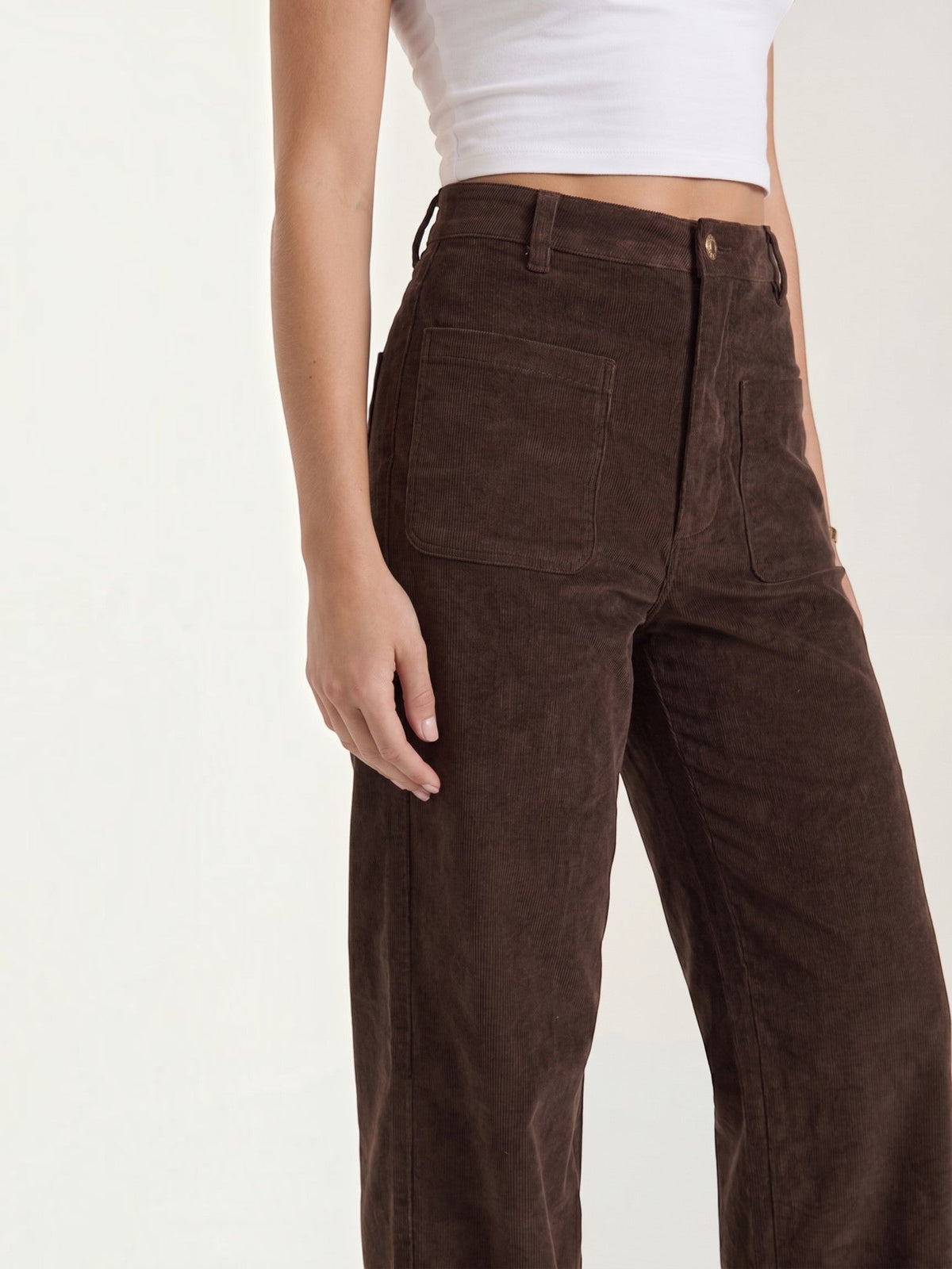 Allison Pantalon Large En Velours Côtelé