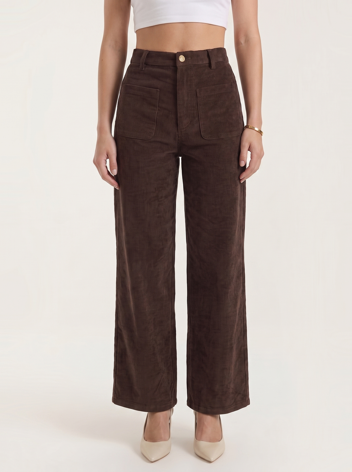 Allison Pantalon Large En Velours Côtelé