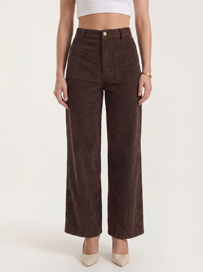 Allison Pantalon Large En Velours Côtelé