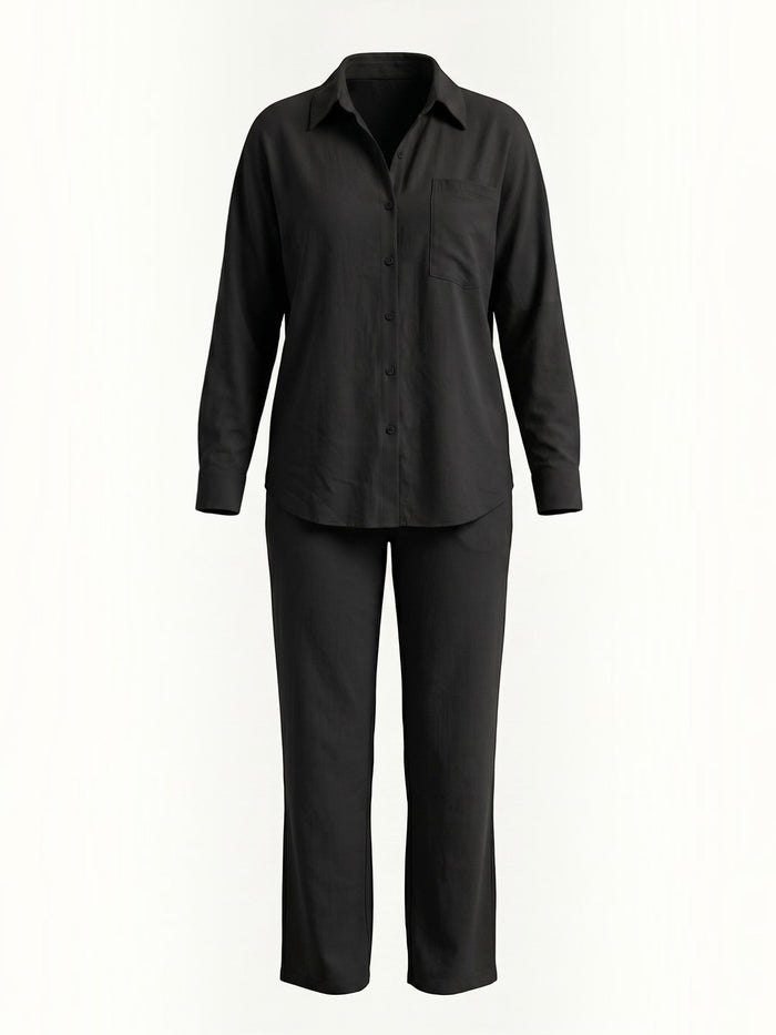 Amber Tailleur Pantalon En Coton Avec Surchemise