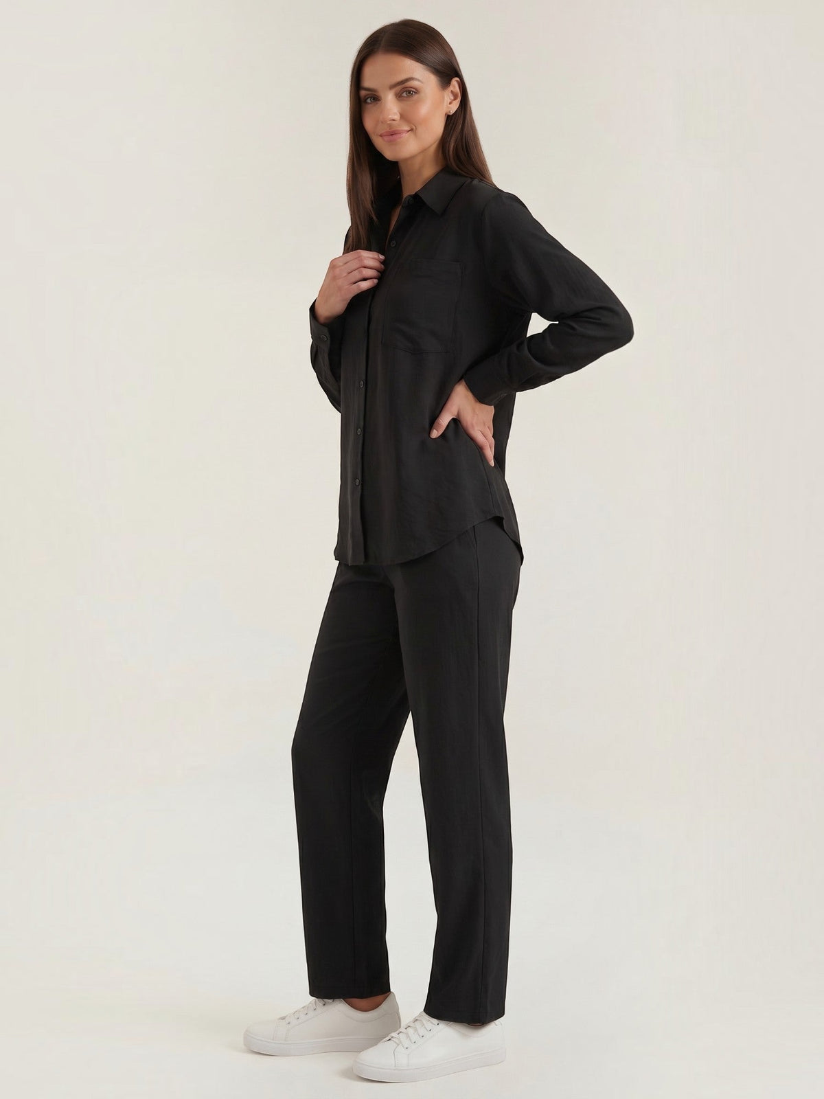 Amber Tailleur Pantalon En Coton Avec Surchemise