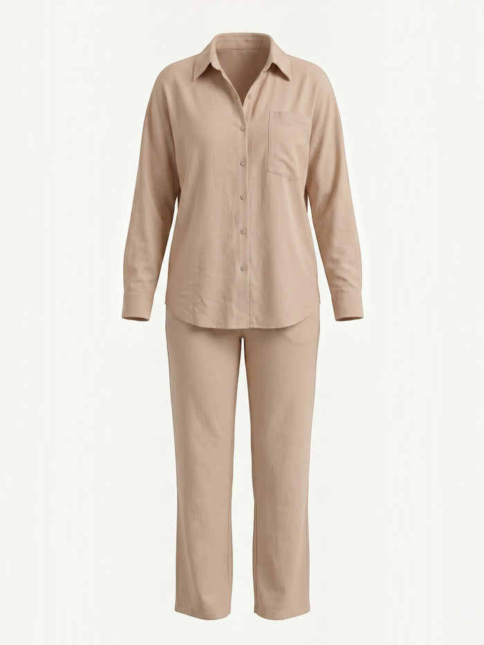 Amber Tailleur Pantalon En Coton Avec Surchemise