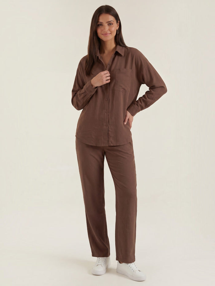 Amber Tailleur Pantalon En Coton Avec Surchemise