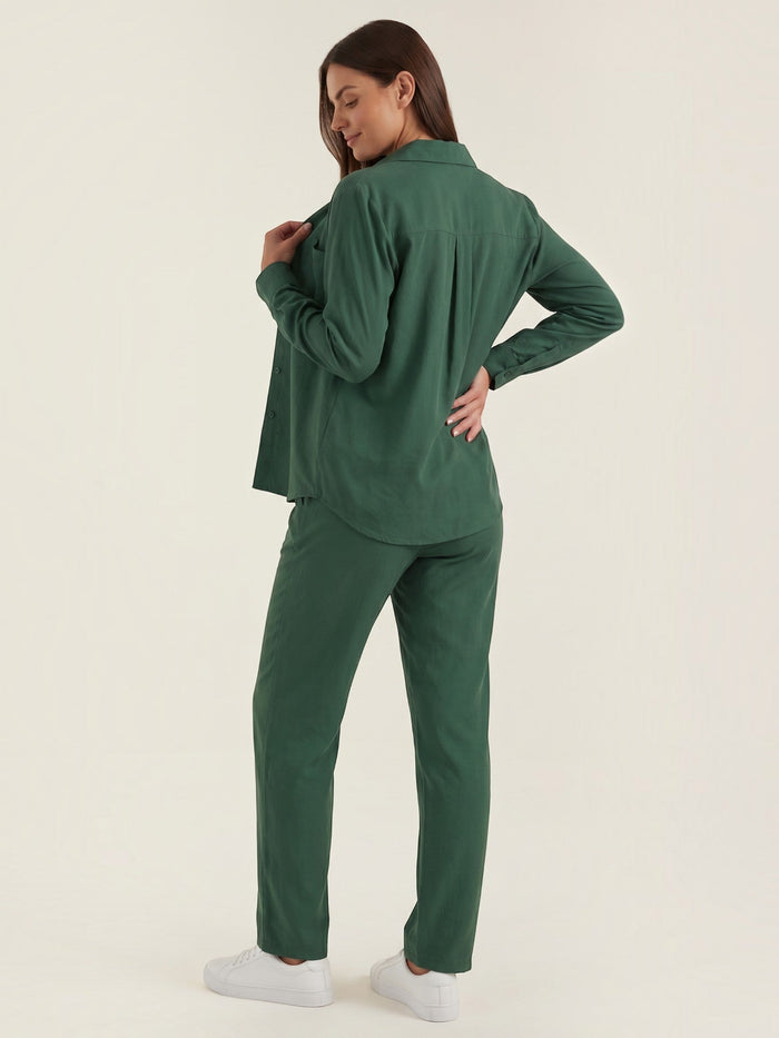 Amber Tailleur Pantalon En Coton Avec Surchemise