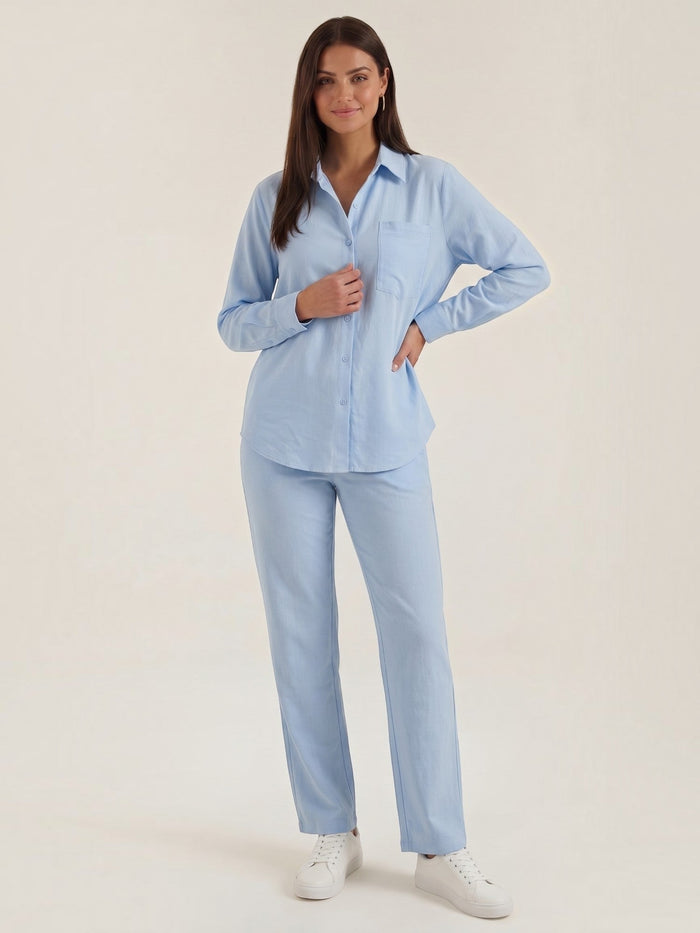 Amber Tailleur Pantalon En Coton Avec Surchemise