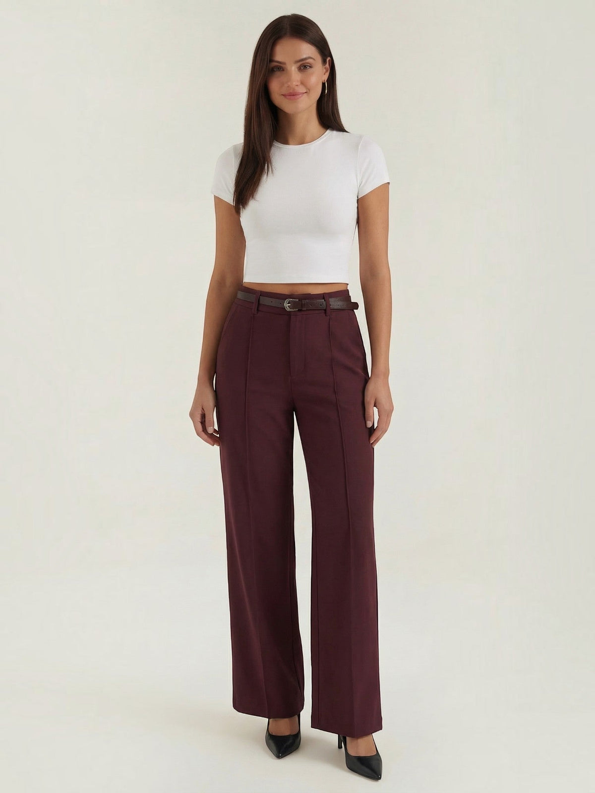 Bertha Pantalon Large Taille Haute