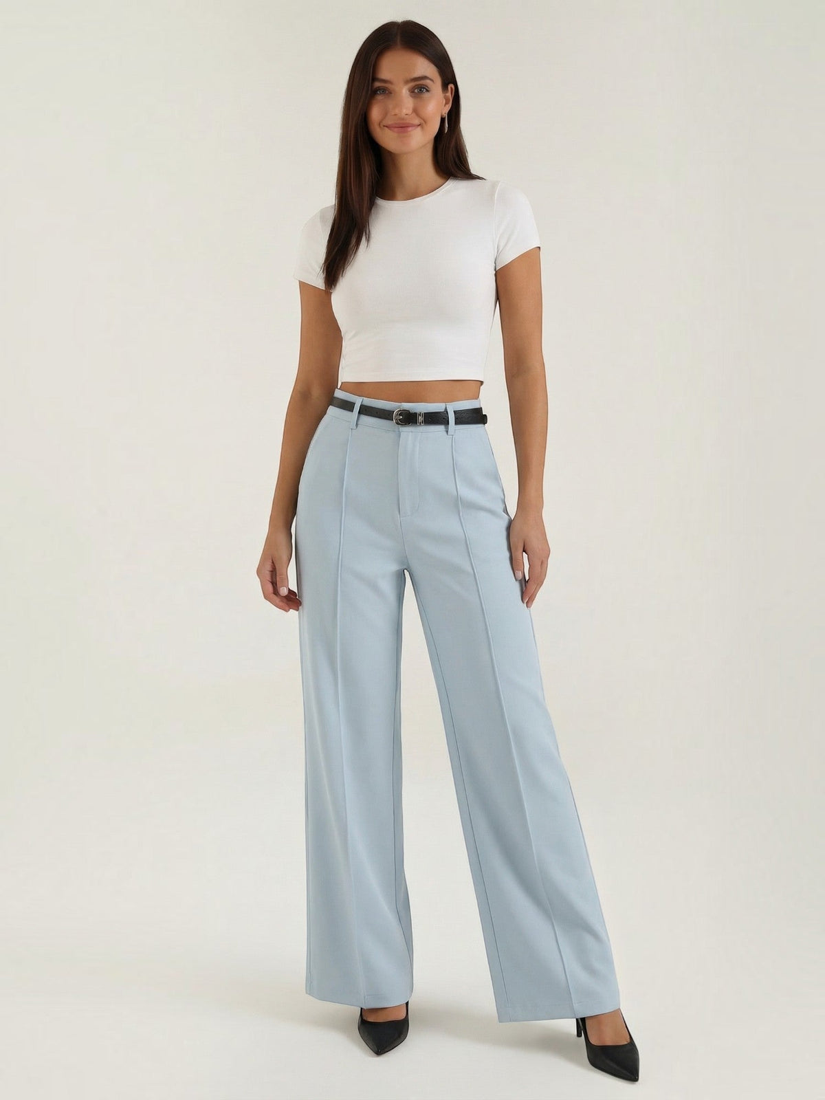 Bertha Pantalon Large Taille Haute