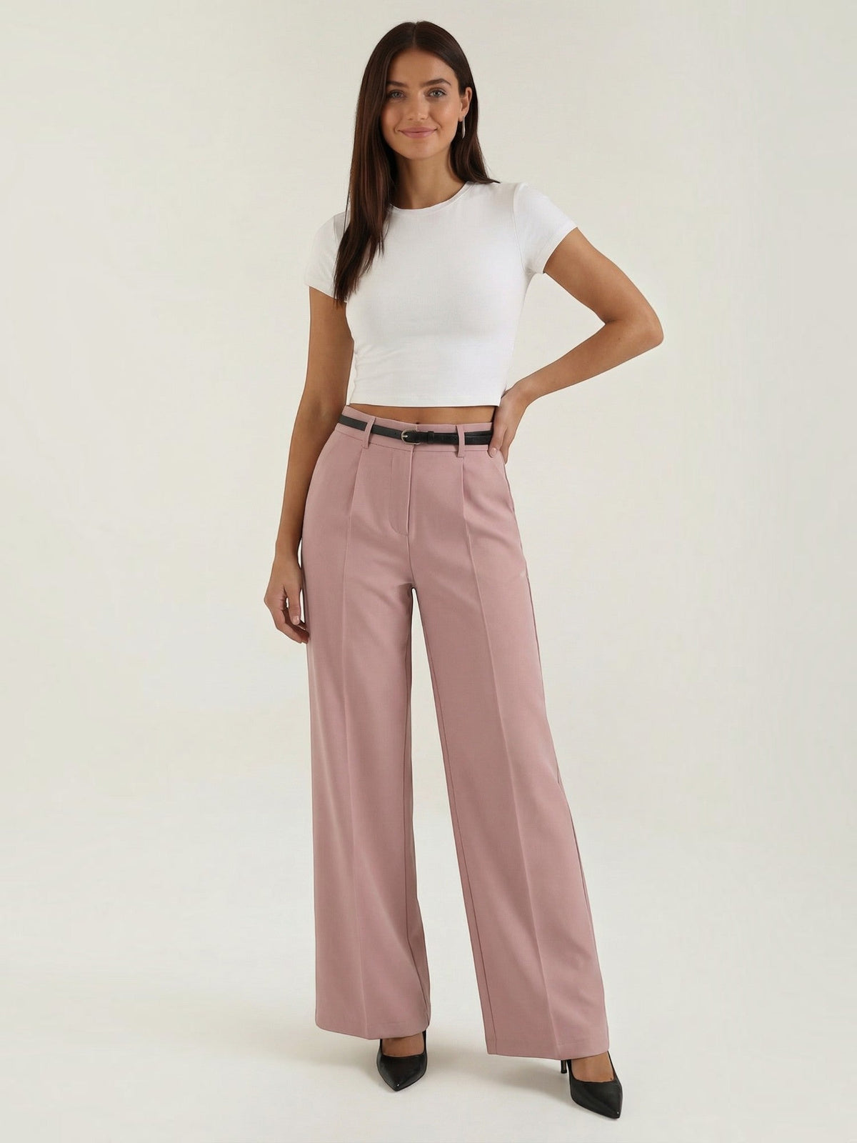 Bertha Pantalon Large Taille Haute