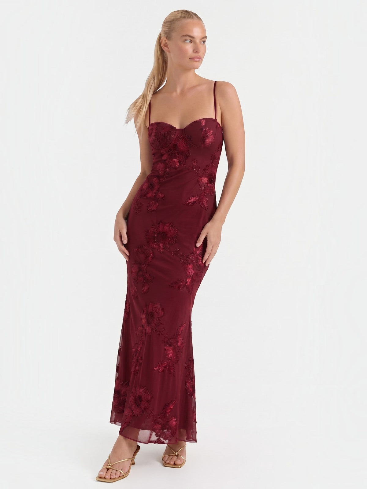 Chantal Robe De Soirée Longue Corset À Motif Fleuri
