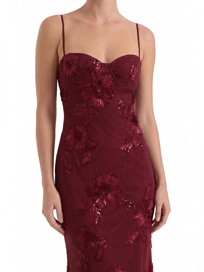 Chantal Robe De Soirée Longue Corset À Motif Fleuri
