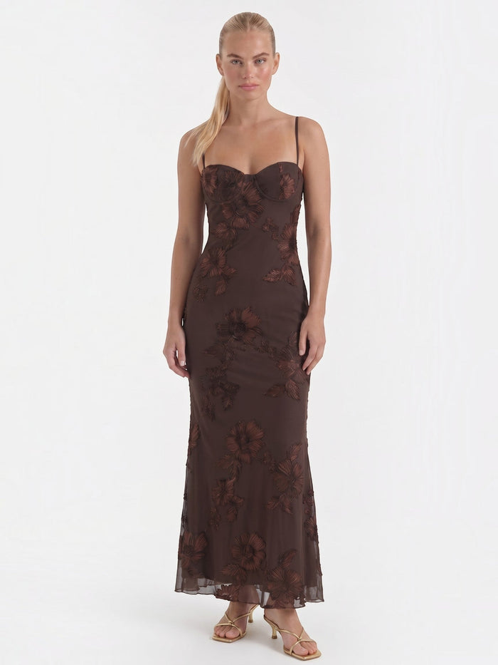 Chantal Robe De Soirée Longue Corset À Motif Fleuri