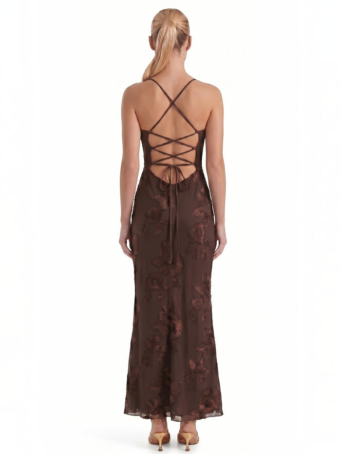 Chantal Robe De Soirée Longue Corset À Motif Fleuri
