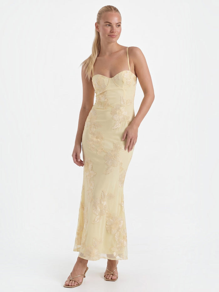 Chantal Robe De Soirée Longue Corset À Motif Fleuri