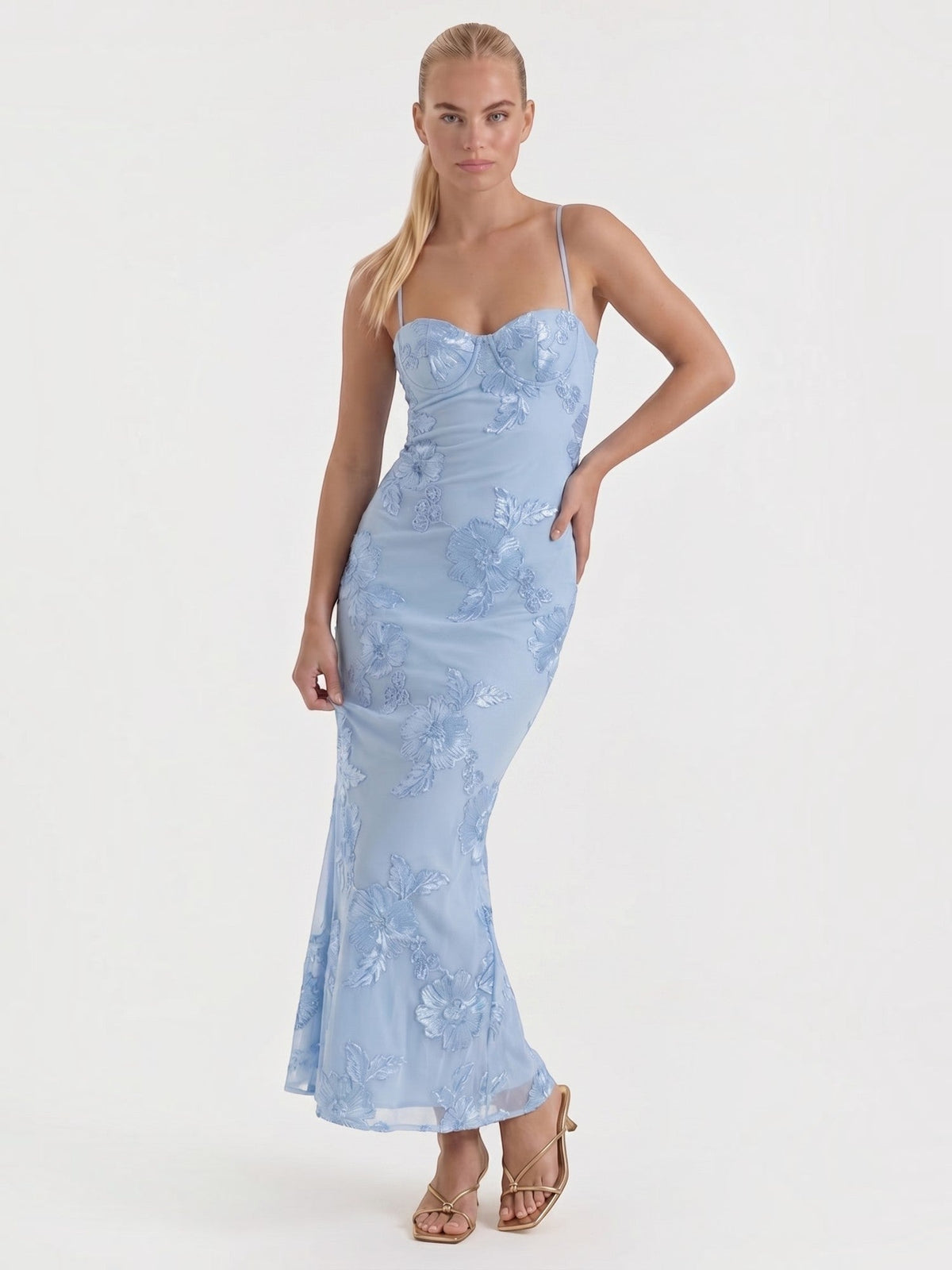 Chantal Robe De Soirée Longue Corset À Motif Fleuri
