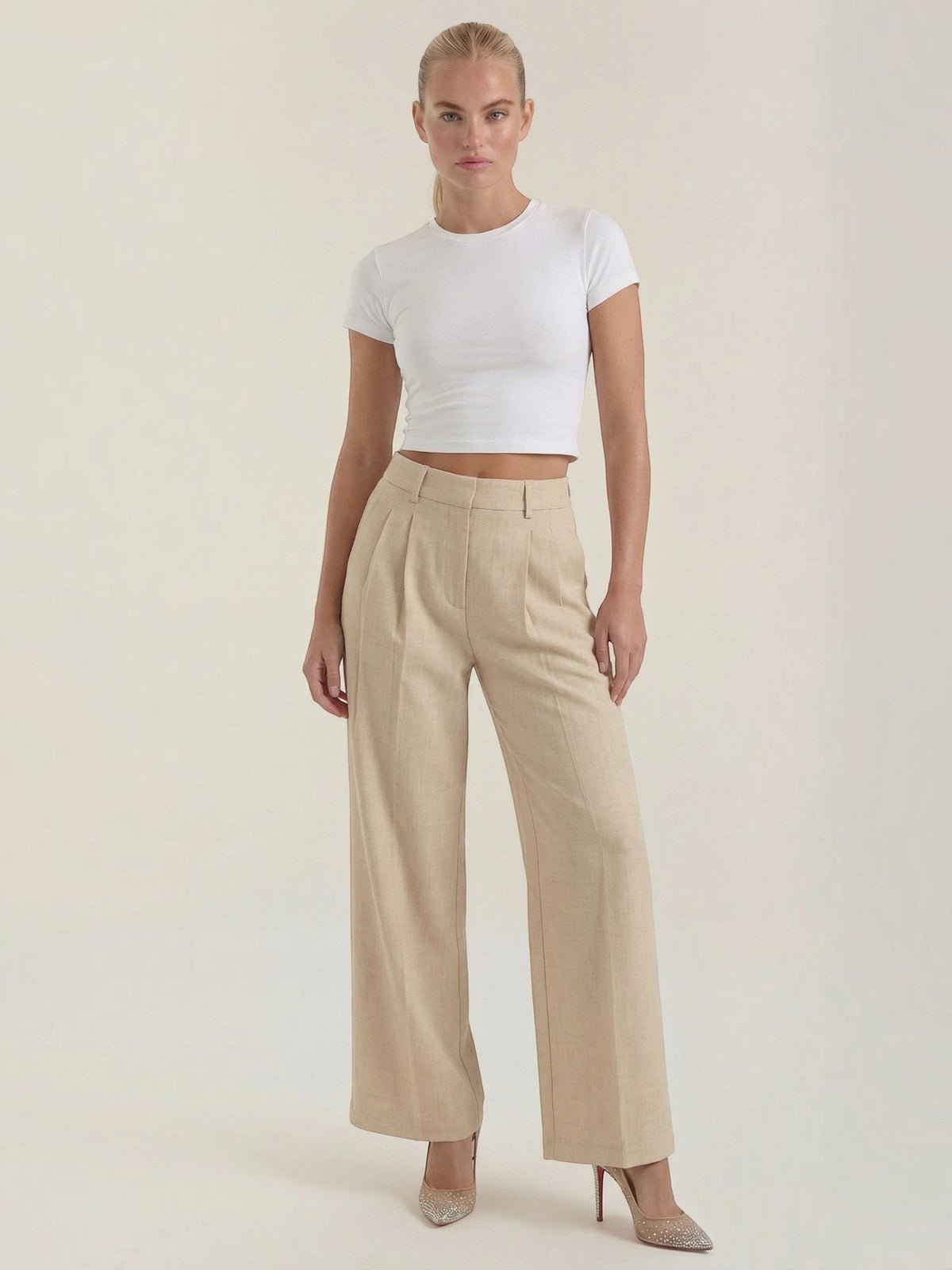Courtney Pantalon Large Taille Haute