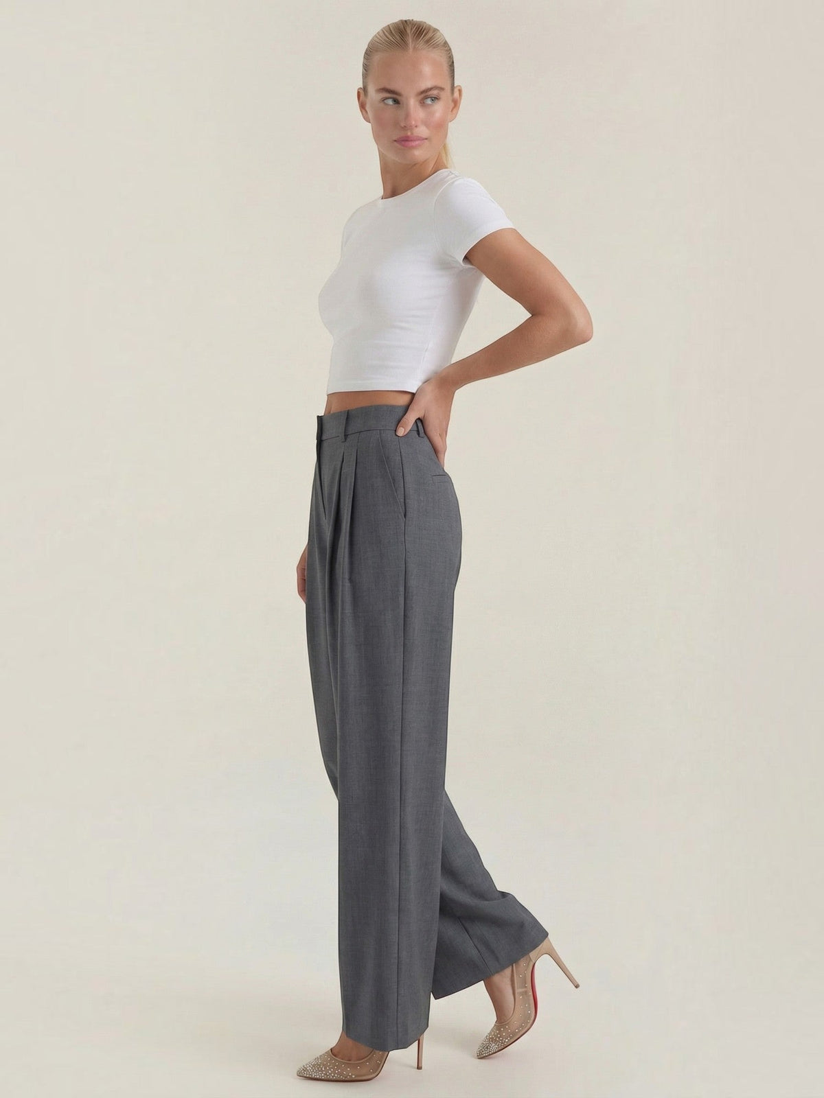 Courtney Pantalon Large Taille Haute