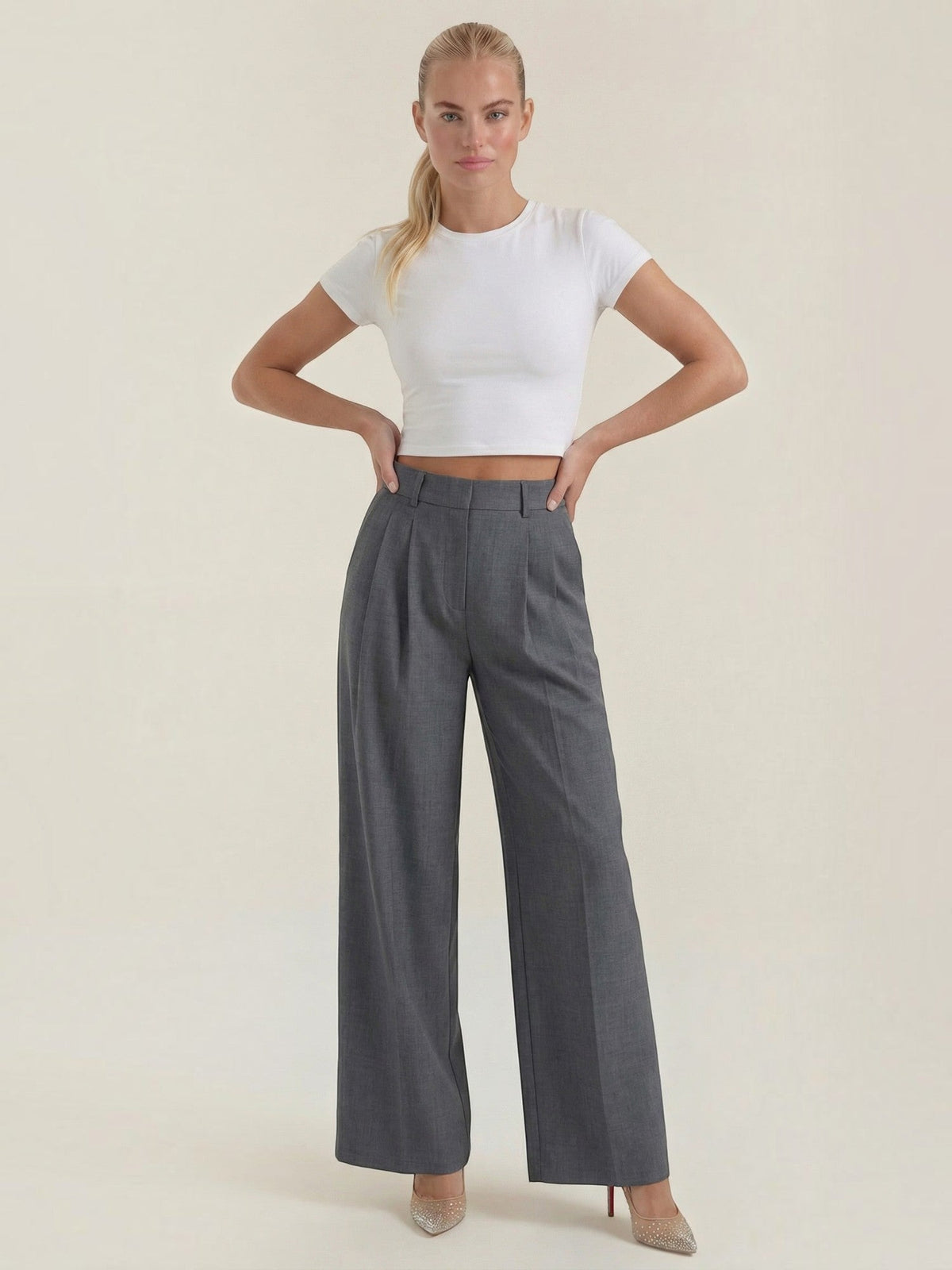 Courtney Pantalon Large Taille Haute